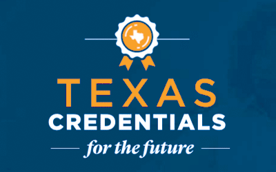 text on image: "Texas Credentials for the Future", with a certificate icon